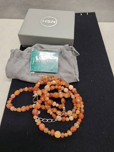 Jay King Mine Finds Orange Beaded Gemstone Necklace w HSN Box Pouch