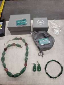 Jay King Aventurine Rose Quartz Necklace Earrings Bracelet Set