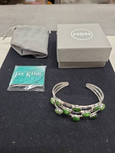 Jay King Mine Finds Sterling Silver Green Gemstone Cuff Bracelet
