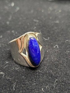 Vintage Sterling Silver Lapis Lazuli Cabochon Ring Size 9.5 10.50g