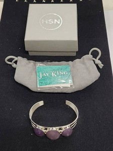 Jay King Mine Finds Sterling Silver Purple Gemstone Cuff Bracelet