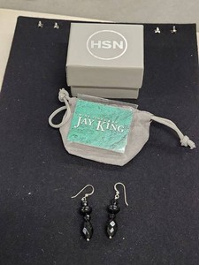 Jay King Mine Finds Black Bead Dangle Earrings with HSN Box Pouch