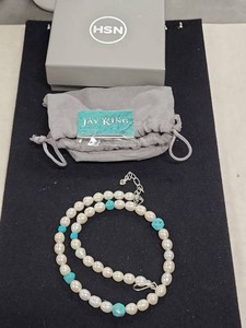 Jay King Freshwater Pearl Turquoise Sterling Silver Necklace