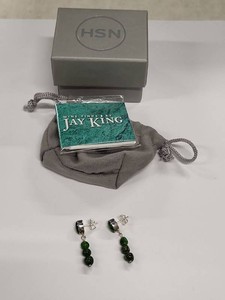Jay King Sterling Silver Green Stone Dangle Earrings w HSN Box