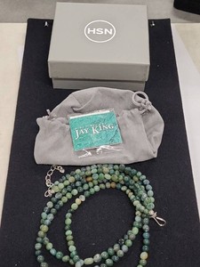 Jay King Mine Finds 3-Strand Green Gemstone Bead Necklace Sterling
