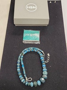 Jay King Mine Finds Blue Green Apatite Bead Necklace Sterling Silver