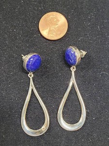 Jay King Sterling Silver Lapis Lazuli Teardrop Dangle Stud Earrings