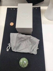 Polished Green Stone Palm Worry Stone Madagascar w HSN Box Pouch