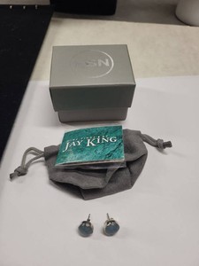Jay King Sterling Silver Blue Gemstone Round Stud Earrings w Box