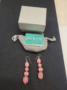 Jay King Mine Finds Pink Stone Bead Dangle Earrings w Pouch Box