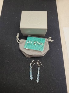 Jay King Mine Finds Blue Bead Drop Earrings w Box Pouch Booklet