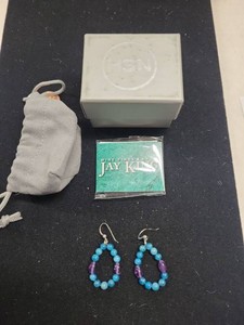 Jay King Mine Finds Turquoise Amethyst Beaded Dangle Earrings