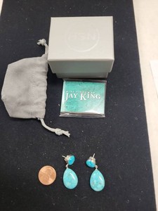 Jay King Mine Finds Turquoise Sterling Silver Teardrop Drop Earrings
