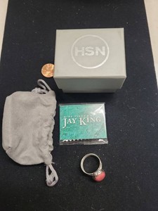 Jay King Mine Finds Pink Stone Cabochon Ring HSN Box Pouch