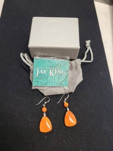 Jay King Mine Finds Sterling Silver Orange Stone Drop Earrings