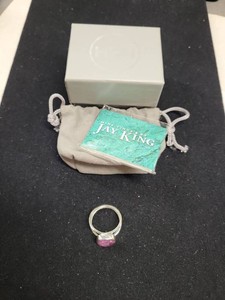 Jay King Sterling Silver Pink Ruby Ring Size 9.5 w Box Pouch