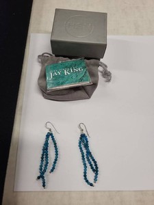 Jay King Mine Finds Blue Beaded Dangle Earrings Sterling Silver