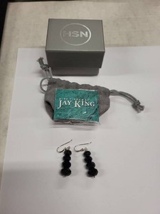 Jay King Mine Finds Black Faceted Bead Drop Earrings Sterling Silver