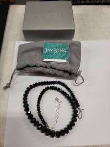 Jay King Mine Finds Black Stone Bead Necklace Sterling 925 w Box