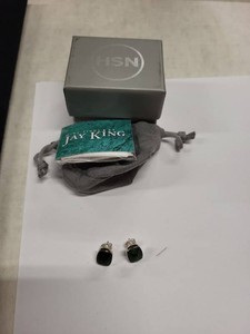 Jay King Mine Finds Sterling Silver Green Stone Stud Earrings