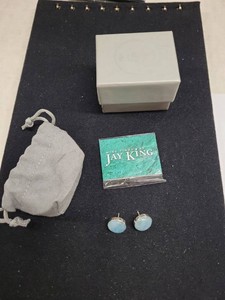 Jay King Mine Finds Sterling Silver Blue Cabochon Stud Earrings