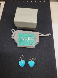 Jay King Mine Finds Sterling Silver Turquoise Heart Dangle Earrings
