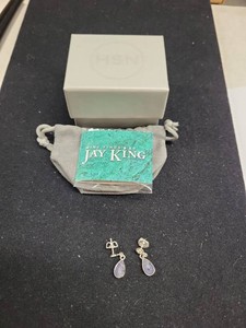 Jay King Mine Finds 925 Silver Purple Stone Teardrop Dangle Earrings
