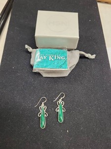 Jay King Mine Finds Malachite Dangle Earrings w HSN Box Pouch