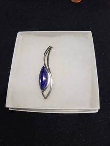 Sterling Silver Lapis Lazuli Freeform Pendant Enhancer Marquise
