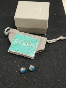 Jay King Sterling Silver Blue Gemstone Oval Stud Earrings 925