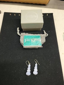 Jay King Mine Finds Blue Lace Agate Sterling Dangle Earrings