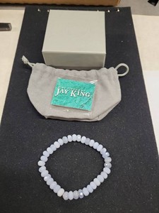 Jay King Mine Finds Blue Lace Agate Faceted Bead Stretch Bracelet