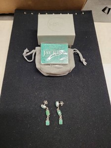 Jay King Mine Finds Sterling Silver Green Stone Drop Earrings