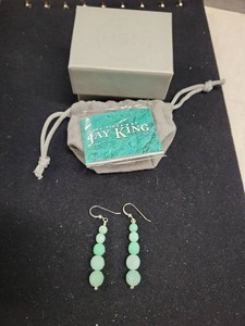 Jay King Mine Finds Sterling Silver Green Bead Drop Earrings Pair