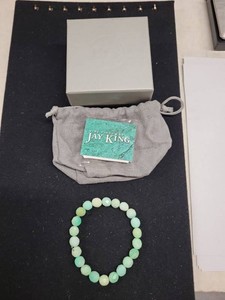 Jay King Mine Finds Green Stone Faceted Bead Stretch Bracelet w Box
