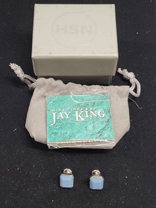 Jay King Sterling Silver Blue Stone Cufflinks with HSN Box Pouch