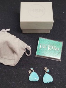 Jay King Mine Finds Turquoise Dangle Stud Earrings Sterling Silver