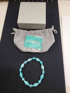 Jay King Mine Finds Blue Turquoise Bead Stretch Bracelet w Box Pouch