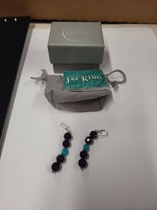 Jay King Mine Finds Amethyst Turquoise Dangle Earrings Sterling