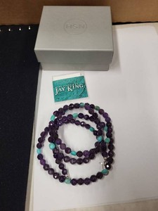 Jay King Amethyst Turquoise Beaded Necklace Sterling Silver Clasp