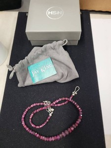 Jay King Mine Finds Ruby Bead Necklace Sterling Silver HSN Pouch