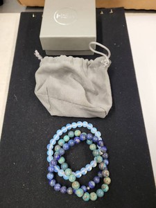 Set of 3 Beaded Stretch Bracelets Lapis Opalite Blue Jasper