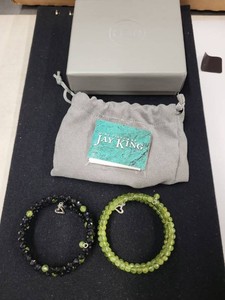 Jay King Mine Finds Beaded Wrap Bracelets Black Green w Box Pouch