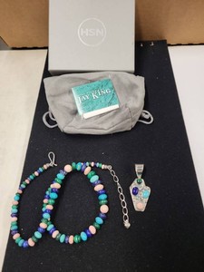 Jay King Mine Finds Sterling Multi-Stone Necklace Pendant Set