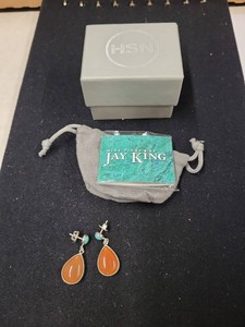 Jay King Mine Finds Sterling Silver Carnelian Turquoise Drop Earrings