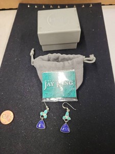 Jay King Mine Finds Sterling Silver Lapis Turquoise Dangle Earrings