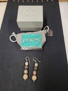 Jay King Sterling Silver Multi-Stone Bead Dangle Earrings Pair