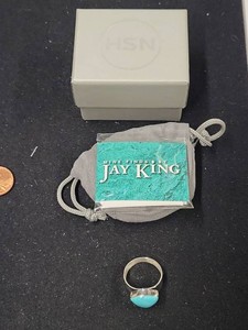 Jay King Mine Finds Sterling Silver Turquoise Ring Size 10.5 7g