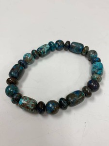 Jay King Chrysocolla Azurite Stretch Bracelet Sterling Silver w Box