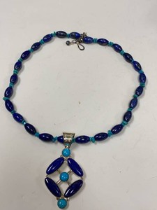 Jay King Lapis Turquoise Sterling Silver Pendant Necklace with Original Box